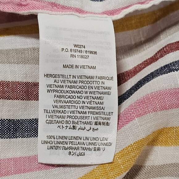 Boden Button Up Striped Top Blouse Shirt Women Size 16/18R Multicolor Linen - Picture 9 of 13